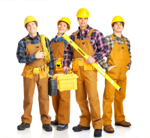 group of men with their tools
